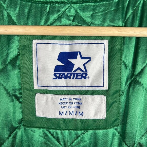 Boston Celtics Starter Jacket Size Medium Vintage 90s Green Satin Bomber NBA‎ - Picture 8 of 10